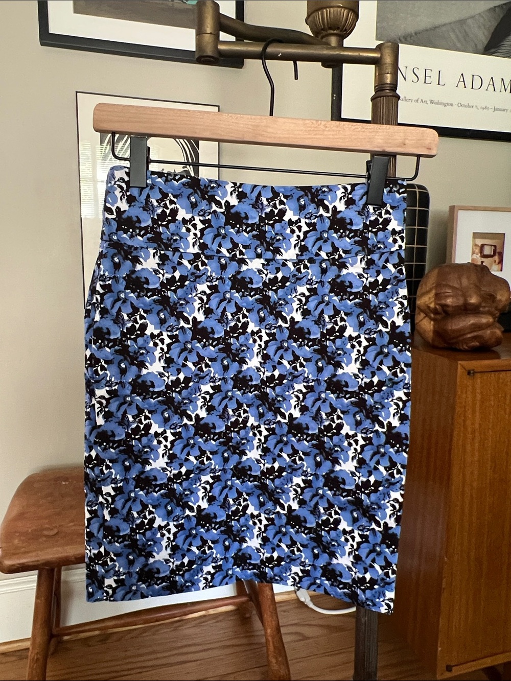 Margaret M Blue & Black Floral Pencil Skirt